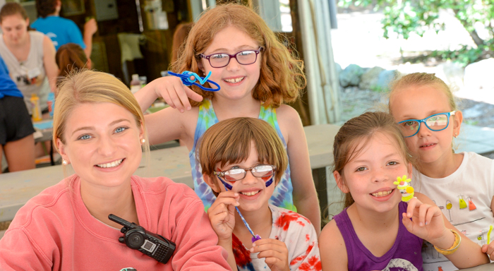 Group of girls doing arts and crafts