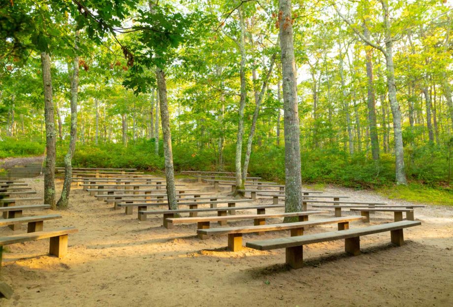 Outside Auditorium with benches