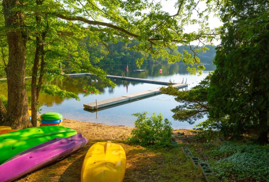 Lake with canoes